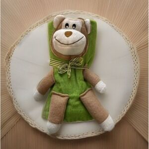 Green Fleece 100% Polyester Monkey Lovey Security Blanket Plush Stuffed 27"x 27"